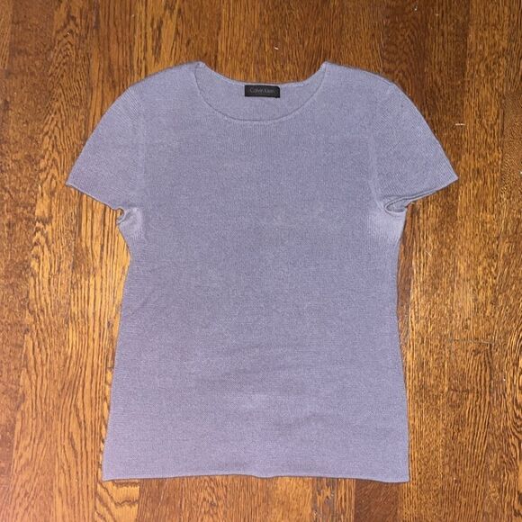 calvin klein collection sweater top 90% cashmere 10% lycra lavender shirt - Picture 1 of 7